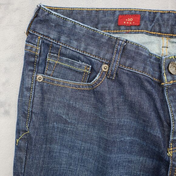 X2 Pants Womens 8L Blue Bootcut Low Rise Button Zip Raw Wash Quality Denim Jeans - Picture 7 of 16